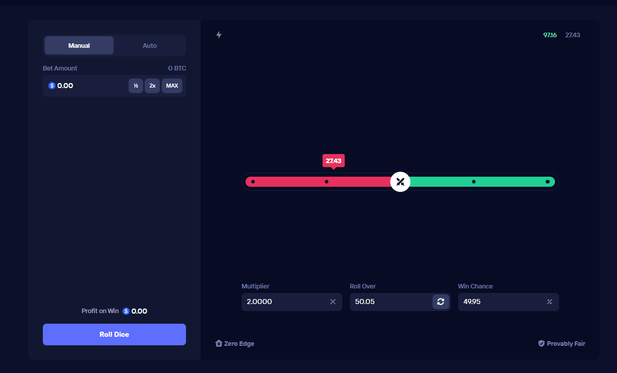Duel Dice interface