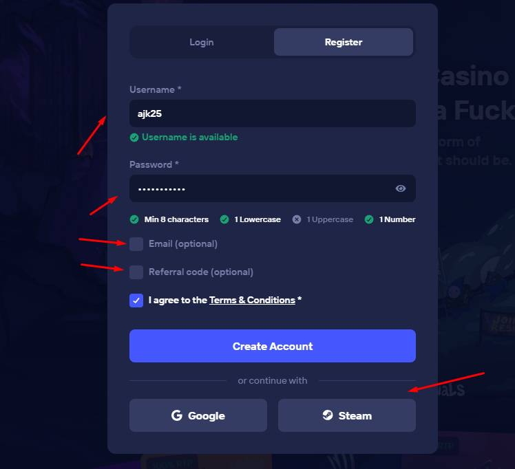 Duel registration and referral code field